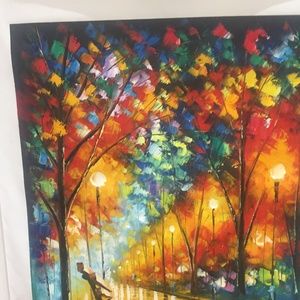 Leonid Afremov canvas painting print 30/40 lights night park rain